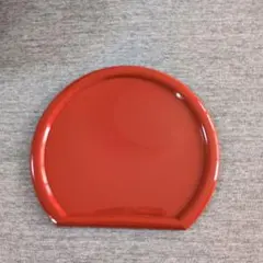 【新品・未使用】懐石盆 半月盆 朱色★合成漆器