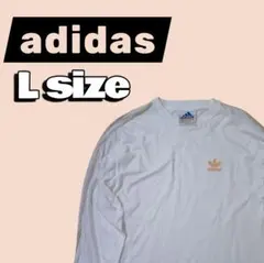 90s 国旗タグ adidas 長袖カットソー Lサイズ ホワイト