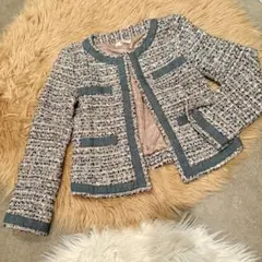 美品 人気 フロムファーストミュゼ ノーカラージャケット ツイードジャケット