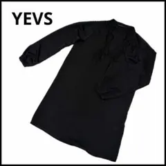 YEVS 長袖ブラウス　長袖チュニック　Ｖネック　キレイめブラウス　黒　ブラック