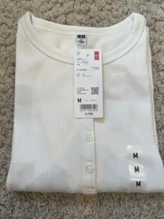 UNIQLO ユニクロ　リブヘンリーネックT 長袖　オフホワイト M