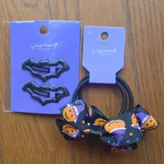 ハロウィン ヘアアクセサリーセット コウモリ かぼちゃ ヘアピン ヘアゴム