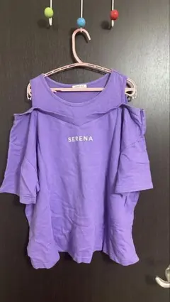 COLZA コルザ 紫 パープル オープンショルダー 半袖トップス Lのサムネイル