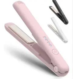 【新品未使用】ヘアアイロン コードレス 小型 持ち運び便利 (ピンク)