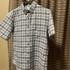 GU 半袖チェックシャツ グレー系