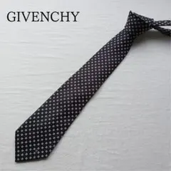 美品】ジバンシィ ネクタイ 黒色 小紋柄 シルク素材 ビジネス定番【n6973】