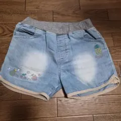 デニムハーフパンツ フルーツ刺繍付き