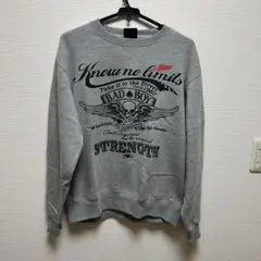 BAD BOY グレー スウェット トレーナー 裏起毛 あったか 長袖 L