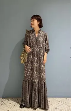 sara mallika フラワープリントヨークドレス