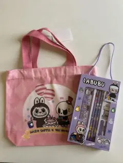 ラブブ LABUBU 文具セット ピンク ミニ トートバッグ
