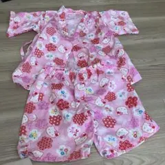 他とおまとめOK！キティちゃんピンク甚平 110cm 上下セット