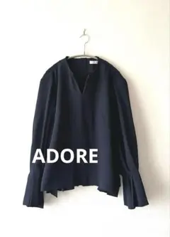 定価3万♪ADORE アドーア ポアリージョーゼットブラウス 38 黒 洗える