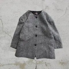 90-00s アウター　ノーカラージャケット　シンプル　オフィスカジュアル　古着