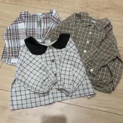 チェック柄ベビー服 3着セット まとめ売り
