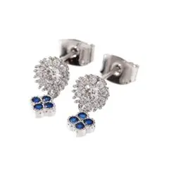 ピアス ホワイトゴールド サファイヤ クリスタル フラワー 上品 シルバー925