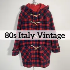イタリー製 80s ヴァージンウール ツイード ダッフルコート タータンチェック