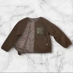 ボアジャケット ブラウン ノーカラー ジップアップ L ⭐︎