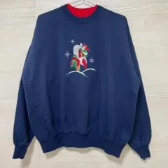 MC Sportswear トレーナー XL スウェット 刺繡 古着 ネイビー