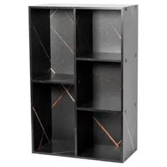 2列　カラーボックス（大理石ブラック）単品　５段　大理石　１