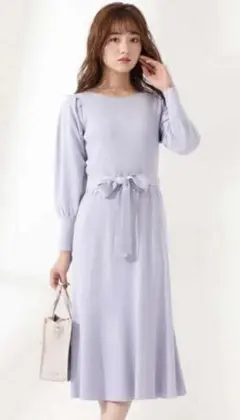 美品　プロポーションボディドレッシング　パワショルマーメイドニットワンピース