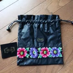 最終値下げ【新品未使用】FEILERシェニール織花柄刺繍巾着　携帯スリッパ入れ