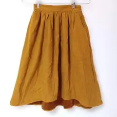 earthmusic&ecology ひざ丈ギャザースカート スウェード 黄色