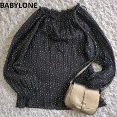 BABYLONE バビロン■ドットシアーブラウス フリルカラー ブラック 日本製のサムネイル