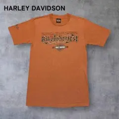 【1312】USA製 HARLEY DAVIDSONTシャツ半袖Mオレンジ橙