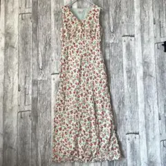 LAURA ASHLEY フラワープリント ノースリーブ ワンピース　L シルク