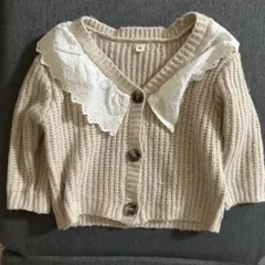 アイボリー フリル付きカーディガン 90cm ニット