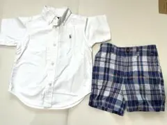 ラルフローレン半袖白シャツ&ポロバイラルフローレン ショートパンツ　男の子　90