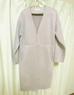 シンプリシテェ ノーカラー　スエード ストレッチ コート