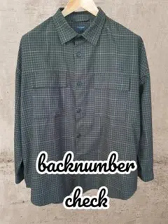 BACK NUMBER チェック柄 長袖シャツ Lサイズ グリーン
