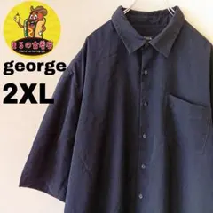 USA古着 george　半袖ボタンシャツ2XL　ネイビーのサムネイル