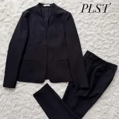 PLST プラステ セットアップスーツ ノーカラージャケット ブラック 洗濯可