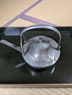 【伝統工芸】 諸合刻印　彫金 鶴雲文様 横手急須 / 煎茶