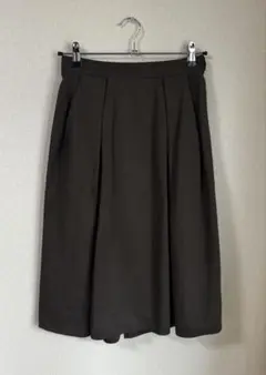 GU カーキ　ロングフレアスカート 丈約69cm ウエストゴム