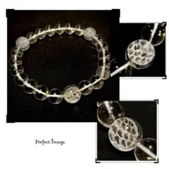 さおさまオーダー＊白蛇玉入り＊水晶ブレスレット＊ご確認用