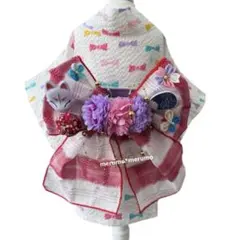 犬服 ハンドメイド 浴衣 リップル生地 うちわ柄 Mサイズ ピンク - メルカリ