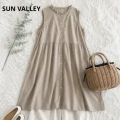 SUN VALLEY✨前後2WAY コットンワンピース フリル ベージュ Mのサムネイル