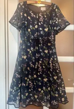難あり ローズティアラ ネイビー 花柄 半袖 ワンピース 42