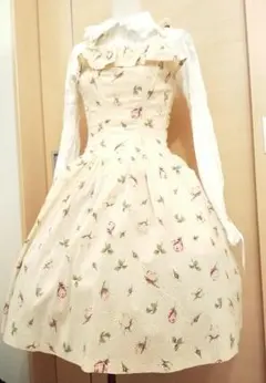 ドット ピンク 水玉 コルセット エプロン ワンピース 花柄 ロリィタ ロリータ