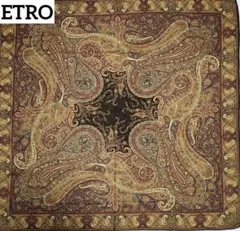 美品 ★ETRO★ ストール ショール ペイズリー柄 ウール シルク ブラウン.