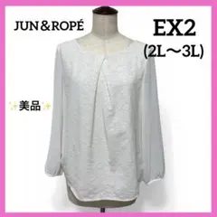 美品 ROPÉ ロペ レースブラウス 袖シースルー EX-2 大きいサイズ 白のサムネイル
