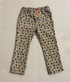 ディズニー　ミッキーマウス柄　ボトムス パンツ　長ズボン 100cm ベージュ