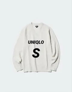 UNIQLO メンズ　ワッフルVネックセーター　ベージュ　S