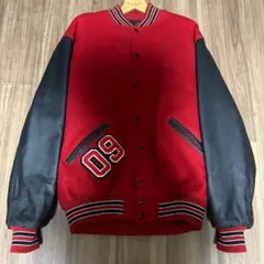 90s USA製　GAME社　スタジャン XLサイズ レザー袖 刺繍ワッペン