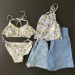 レディース 花柄セパレート水着 5点セット Sサイズ