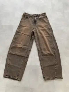 GU バレルレッグジーンズ Lサイズ ブラウン
