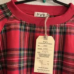 新品　D*g*y プルオーバー チェック柄　赤　七分袖　レディース